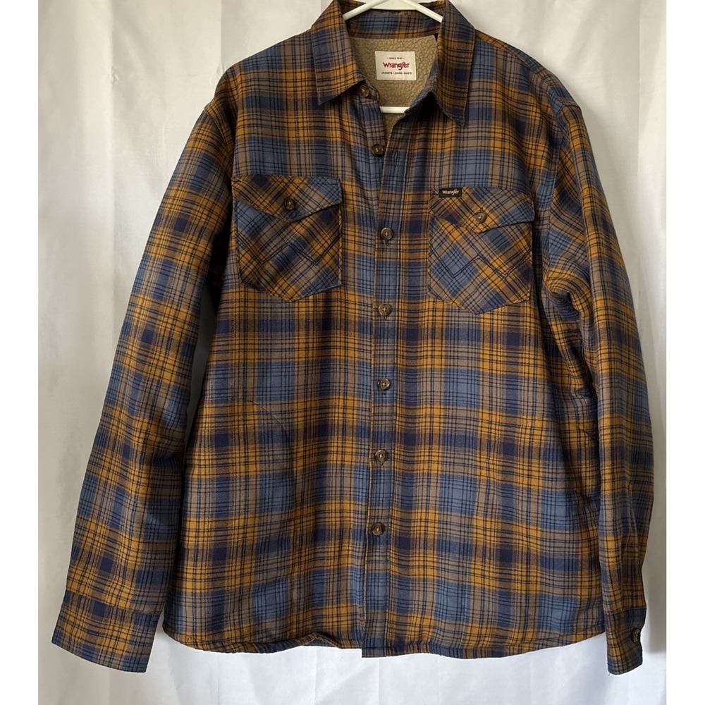 NWOT Wrangler Mens Heavyweight Sherpa‎ Plaid Shirt Jacket/ Shacket Medium